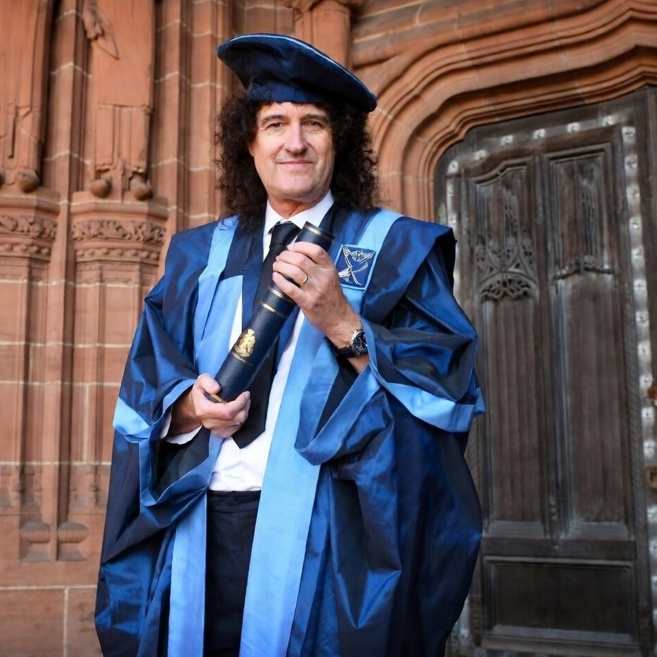 A proud Dr. Brian May at his graduation ceremony at Imperial College London in 2007